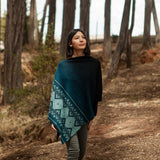 Jacquard poncho with sleeve