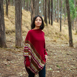 Jacquard poncho with sleeve