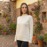Suéter Mock Neck Misti Blanco de baby alpaca, Cusco - Etno Alpaca