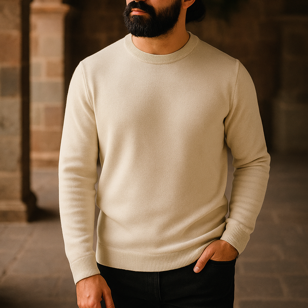 Suéter “Yuraq Illari” cuello O Hueso